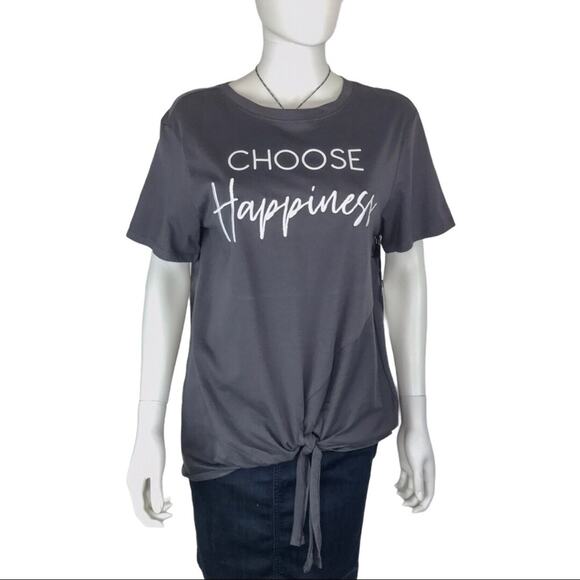 Choose Happiness  NWT Grey Tee Sweet Soul 100% Cotton Graphic Tee - Picture 5 of 5